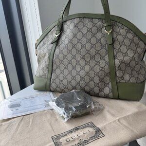GUCCI Large Joy Boston Bag for Women, GG Canvas Green. Auth